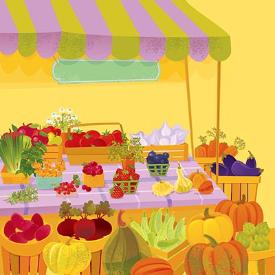 Illustration Farm Market Vegetables