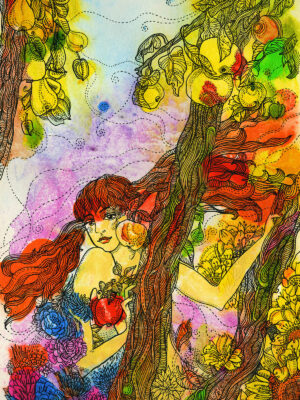 Rusanovska Art Monotype Ink 4Seasons Autumn Girl 2012