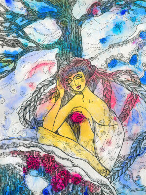 Rusanovska Art Monotype Ink 4Seasons Winter Girl 2012