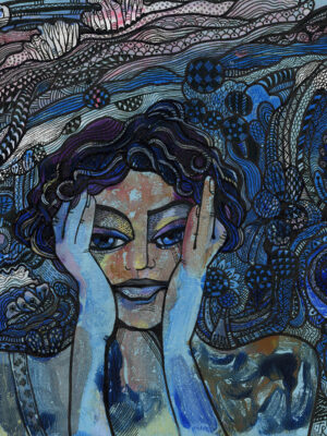 Rusanovska Art Monotype Ink Blue Mood 2019