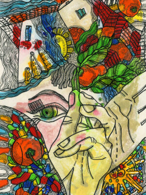 Rusanovska Art Monotype Ink Cntr Spain Barcelona Girl 2019