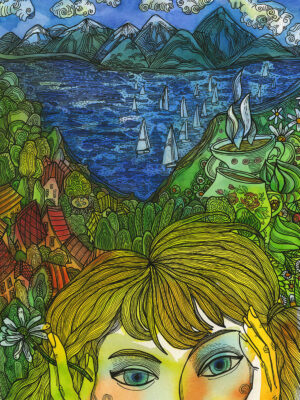 Rusanovska Art Monotype Ink Dreams About Summer