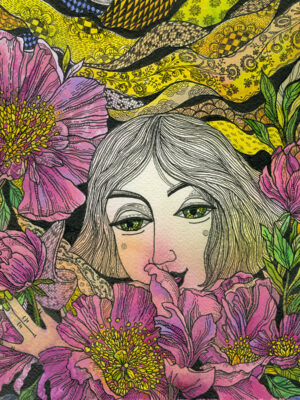 Rusanovska Art Monotype Ink Flowers Pink Intonations 2021