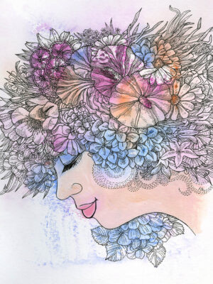 Rusanovska Art Monotype Ink Spring Lady 2017