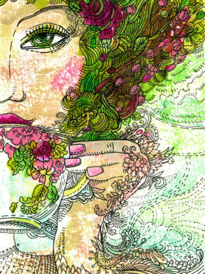 Rusanovska Art Monotype Ink Tea Girl 2013